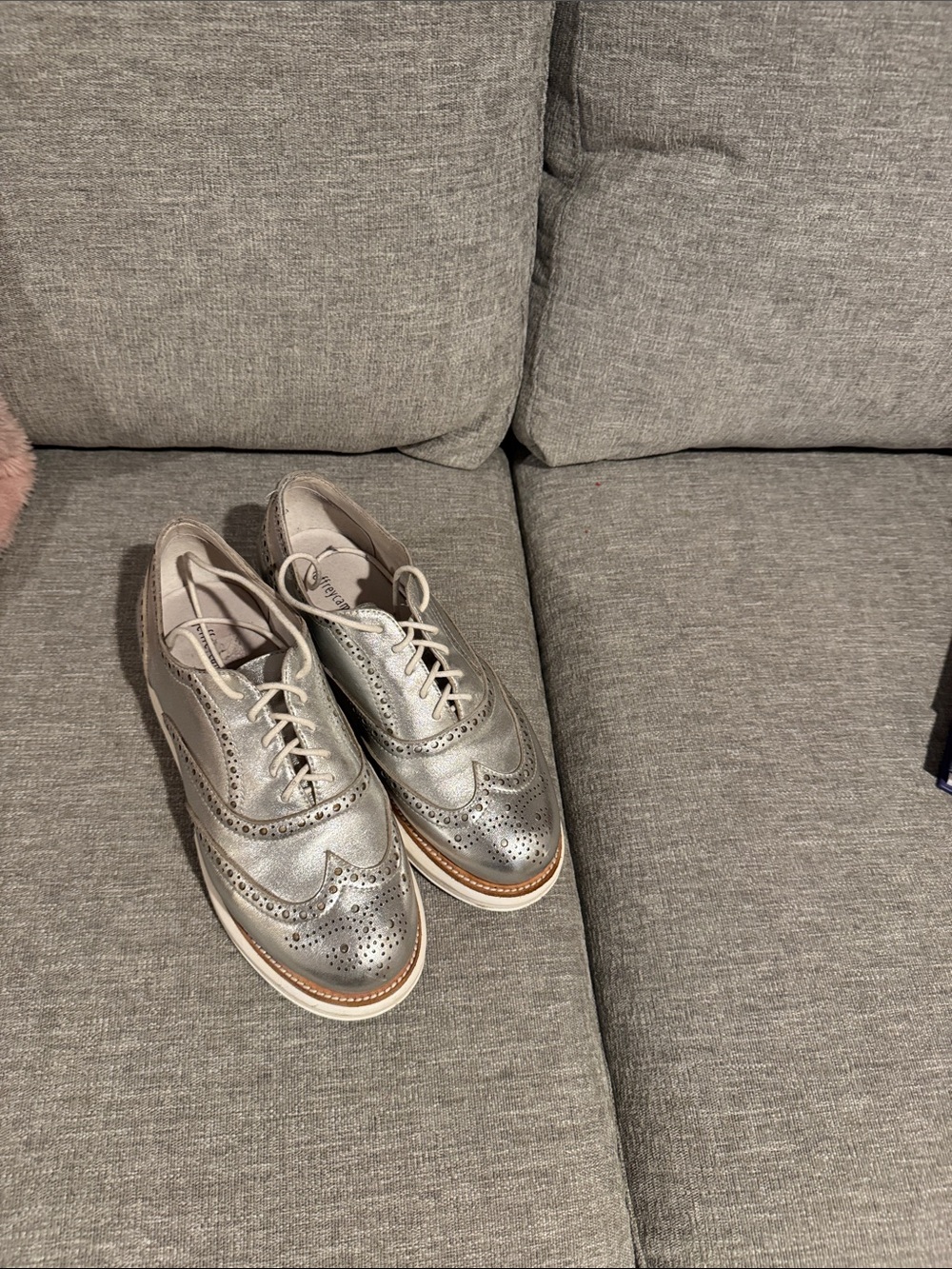 Jeffrey Campbell Silver Wingtip Derby Oxfords